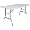 59.25 in. Granite White Plastic Tabletop Metal Frame Folding Table