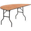 36 in. Natural Wood Tabletop Metal Frame Folding Table