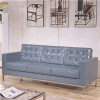 Carnegy Avenue 80 in. Gray Faux Leather 3-Seater Bridgewater Sofa with Removable Cushions