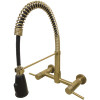 Kingston Brass Concord 2-Handle Wall-Mount Pull-Down Sprayer Kitchen Faucet in Brushed Brass Kingston Brass Concord 2-Handle Wall-Mount Pull-Down Sprayer Kitchen Faucet in Brushed Brass