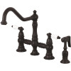 Kingston Brass Restoration 2-Handle Bridge Kitchen Faucet with Side Sprayer in Matte Black Kingston Brass Restoration 2-Handle Bridge Kitchen Faucet with Side Sprayer in Matte Black