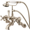 Kingston Brass Vintage Adjustable Center 3-Handle Claw Foot Tub Faucet with Handshower in Brushed Nickel