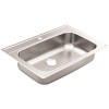 MOEN 1800 Series Stainless Steel 33 in. 1-Hole Single Bowl Drop-In Kitchen Sink