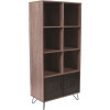 Carnegy Avenue 59.25 in. Brown/Black Metal 7-shelf Standard Bookcase with Doors