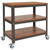 Carnegy Avenue 29.75 in. Brown Oak/Black Metal 3-shelf Cart Bookcase with Locking