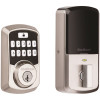 Kwikset Aura Satin Nickel Single Cylinder Electronic Bluetooth Keypad Smart Lock Deadbolt featuring SmartKey Security