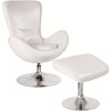 Carnegy Avenue White Leather Chair and Ottoman Set