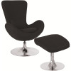 Carnegy Avenue Black Fabric Chair and Ottoman Set