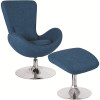 Carnegy Avenue Blue Fabric Chair and Ottoman Set