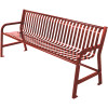 Plaza 4 ft. Burgundy Steel Strap Bench with Back