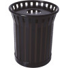 Plaza 36 Gal. Black Steel Strap Trash Receptacle with Flat Top Plaza 36 Gal. Black Steel Strap Trash Receptacle with Flat Top