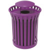 Plaza 36 Gal. Purple Steel Strap Trash Receptacle with Rain Bonnet Plaza 36 Gal. Purple Steel Strap Trash Receptacle with Rain Bonnet
