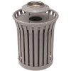 Plaza 36 Gal. Dark Grey Steel Strap Trash Receptacle with Ash Urn Plaza 36 Gal. Dark Grey Steel Strap Trash Receptacle with Ash Urn