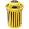Plaza 36 Gal. Yellow Steel Strap Trash Receptacle with Ash Urn