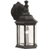 1-Light Small Textured Black Outdoor Wall Lantern Sconce with Clear Beveled Glass Panels