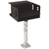 300 sq. in. Rotating Commercial Pedestal Grill with Utility Shelf with Surface Mount Post in Black