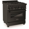 ZLINE Kitchen and Bath 30" 4.0 cu. ft. Dual Fuel Range with Gas Stove and Electric Oven in Black Stainless Steel (RAB-30)