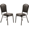 National Public Seating 9300-Series Panther Black Seat and Black Sandtex Frame Deluxe Vinyl Upholstered Stack Chair (2-Pack)