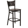 Flash Furniture HERCULES Series 29 in. Mahogany Wood Seat/Black Metal Frame Bar Stool