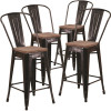 Carnegy Avenue 24.25 in. Black-Antique Gold Bar Stool (4-Pack)