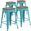 Carnegy Avenue 24 in. Crystal Teal-Blue Bar Stool (Set of 4)