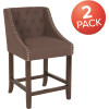 Carnegy Avenue 24 in. Brown Fabric Bar stool (Set of 2)