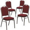 Carnegy Avenue Burgundy Fabric/Silver Vein Frame Banquet Stack Chair (Set of 4)