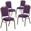Carnegy Avenue Purple Fabric/Gold Vein Frame Banquet Stack Chair (Set of 4)