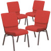 Carnegy Avenue 18.5 in. Red Fabric/Silver Vein Frame Church Chair (Set of 4)