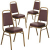 Carnegy Avenue Brown Vinyl/Gold Frame Banquet Stack Chair (Set of 4)
