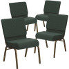 Carnegy Avenue 21 in. Hunter Green Dot Patterned Fabric/Gold Vein Frame Church Chair (Set of 4)