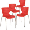 Carnegy Avenue Red Plastic Stack Chairs (Set of 4)