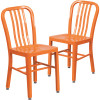 Carnegy Avenue Metal Outdoor Dining Chair in Orange (Set of 2)