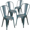 Carnegy Avenue Stackable Metal Outdoor Dining Chair in Kelly Blue-Teal (Set of 4)