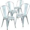 Carnegy Avenue Stackable Metal Outdoor Dining Chair in Green-Blue (Set of 4)