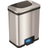 HLS COMMERCIAL 13 Gal. Stainelss Steel Pedal-Sensor Trash Can with Odor Filter