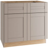 Veiled Gray Shaker Assembled Plywood 36 in. x 34.5 in. x 21 in. Bath Vanity Sink Base Cabinet with Soft Close