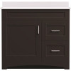MagickWoods Brixton 36 in. W x 18 in. D Bath Vanity Cabinet in Dark Chestnut with Right Hand Side Drawers