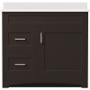 MagickWoods Brixton 36 in. W x 21 in. D Bath Vanity Cabinet in Dark Chestnut with Left Hand Side Drawers MagickWoods Brixton 36 in. W x 21 in. D Bath Vanity Cabinet in Dark Chestnut with Left Hand Side Drawers