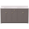 Canberra 61 in. W x 19 in. D Bath Vanity in Gray Slate with Cultured Marble Vanity Top in Solid White with White Basins