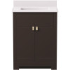 Canberra 25 in. W x 19 in. D Bath Vanity in Dark Chestnut with Cultured Marble Vanity Top in White with White Basin
