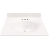 MagickWoods 25 in. W x 22 in. D Cultured Marble Oval Recessed Single Basin Vanity Top in White with White Basin