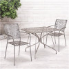 Carnegy Avenue Clear Top/Gray Rattan Round Metal Outdoor Bistro Table