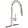 Symmons Dia Single-Handle Pull-Down Sprayer Kitchen Faucet with Deck Plate in Stainless Steel