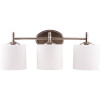 14 in. 3 Light Bright Satin Nickel Vanity Light with Opal Glass Shade