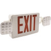Sylvania 24-Watt Equivalent Dual Voltage Integrated LED White Exit Sign and Twin Square Head Emergency Light Combo Red Letter