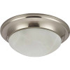 16 in. 3-Light Brushed Nickel Flush-Mount Ceiling Fixture with Alabaster Swirl Glass