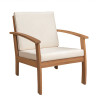 Patio Sense Lio Natural Stain Solid Wood Outdoor Lounge Chair with Beige Cushions