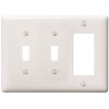 HUBBELL WIRING 3-Gang White Toggle and Decorator Wall Plate