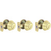 Defiant Polished Brass Single Cylinder Deadbolt with KW1 Keyway Keyed Alike (3-Pack)